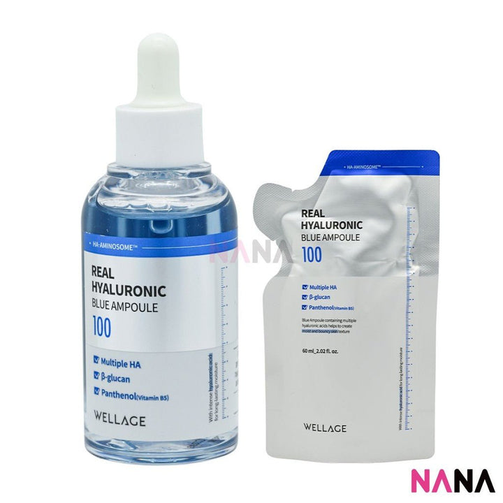 WELLAGE Real Hyaluronic Blue 100 Ampoule Set 60ml + 60ml - NANA MALL