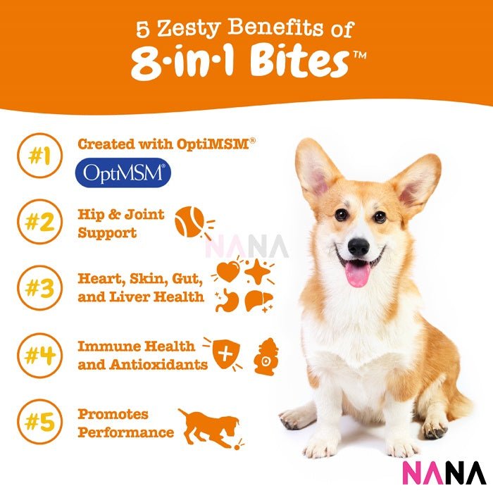 Zesty Paws 8 - in - 1 Multivitamin Bites - Peanut Butter Flavor 90 Soft Chews (EXP:05 2026) - NANA MALL