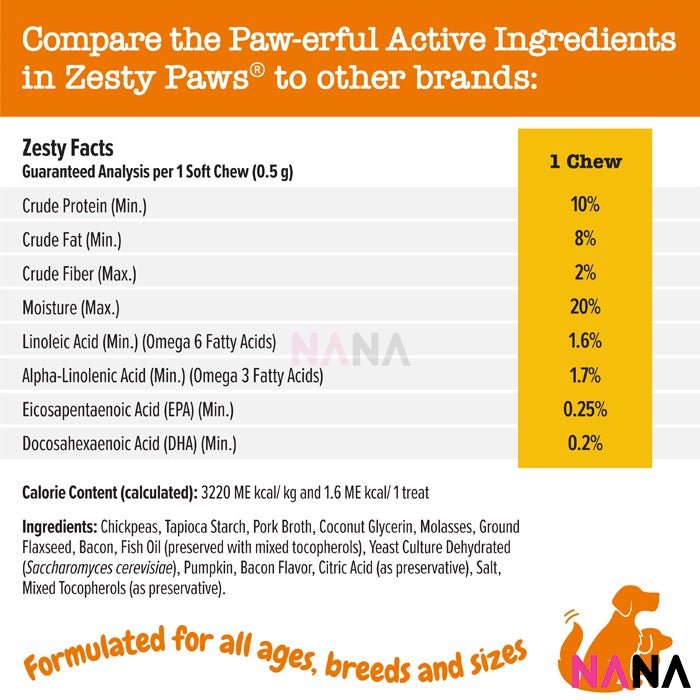 Zesty Paws All In One Training Bites - Bacon Flavor 8oz/226g (EXP:11 2026) - NANA MALL
