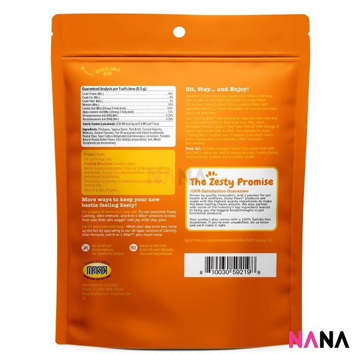 Zesty Paws All In One Training Bites - Peanut Butter Flavor 8oz/226g (EXP:02 2027) - NANA MALL