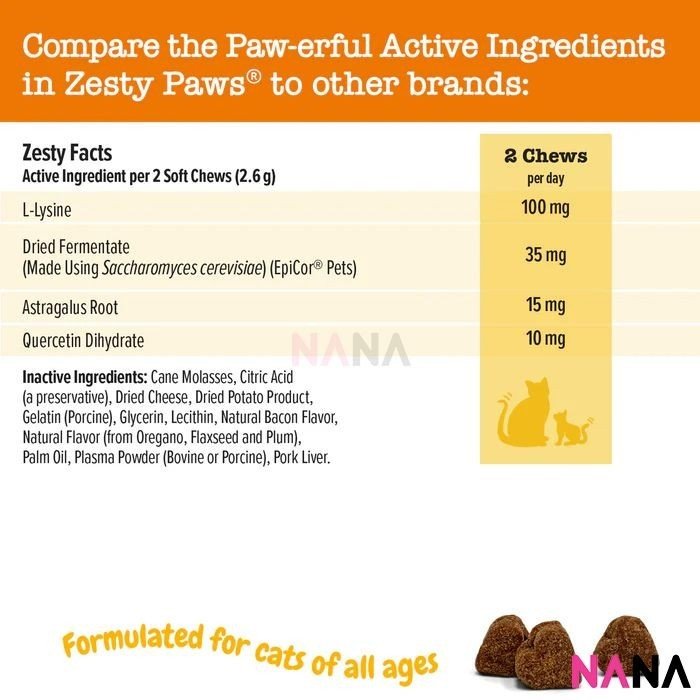 Zesty Paws Allergy & Immune Bite for Cats Bacon Flavor 60 Soft Chews (EXP:01 2027) - NANA MALL