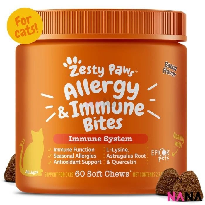 Zesty Paws Allergy & Immune Bite for Cats Bacon Flavor 60 Soft Chews (EXP:01 2027) - NANA MALL