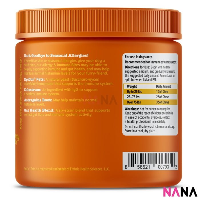 Zesty Paws Allergy & Immune Bites - Peanut Butter Flavor 90 Soft Chews (EXP:05 2026) - NANA MALL