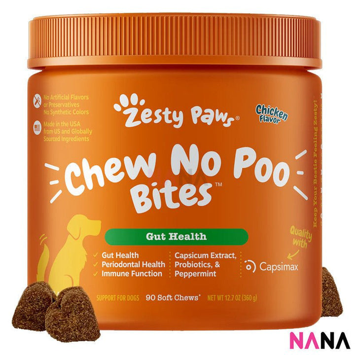 Zesty Paws Chew No Poo Gut Health Bites - Chicken Flavor 90 Soft Chews (EXP:03 2026) - NANA MALL