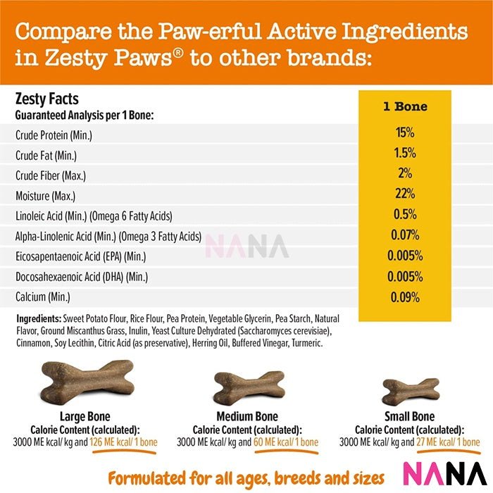 Zesty Paws Dental with Cinnamon Dog Treats - Large 8 ct (EXP:07 2026) - NANA MALL