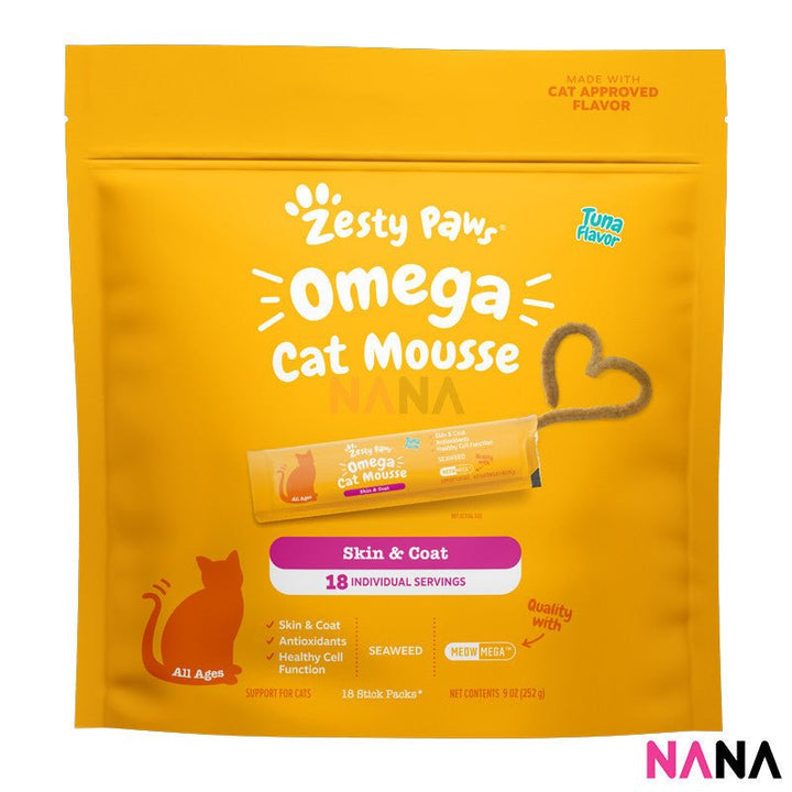 Zesty Paws Omega Cat Mousse Skin & Coat Health - Tuna Flavor 18 Stick Packs(EXP:05 2027) - NANA MALL