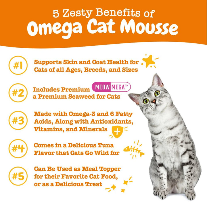 Zesty Paws Omega Cat Mousse Skin & Coat Health - Tuna Flavor 18 Stick Packs(EXP:05 2027) - NANA MALL