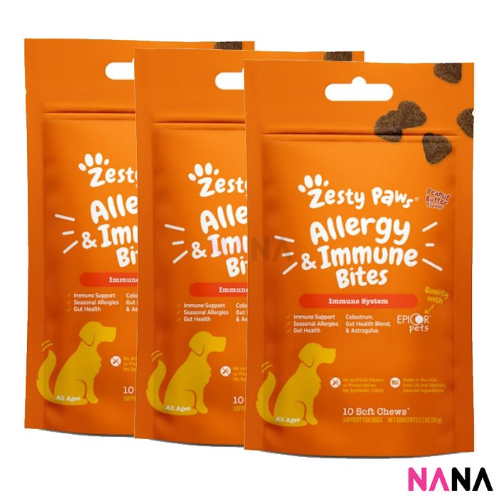 Zesty Paws Premium Quality Cat and Dog Supplements Bites Soft Chews (8 - in - 1 Multifunctional, Senior Dogs Advanced 11 - in - 1, Aller - Immune, Probiotic, Calming, Mobility, Omega, Salmon, Cranberry Bladder, Stay Green, Salmon Oil, Hairball & Calming for Cats) - NANA MALL