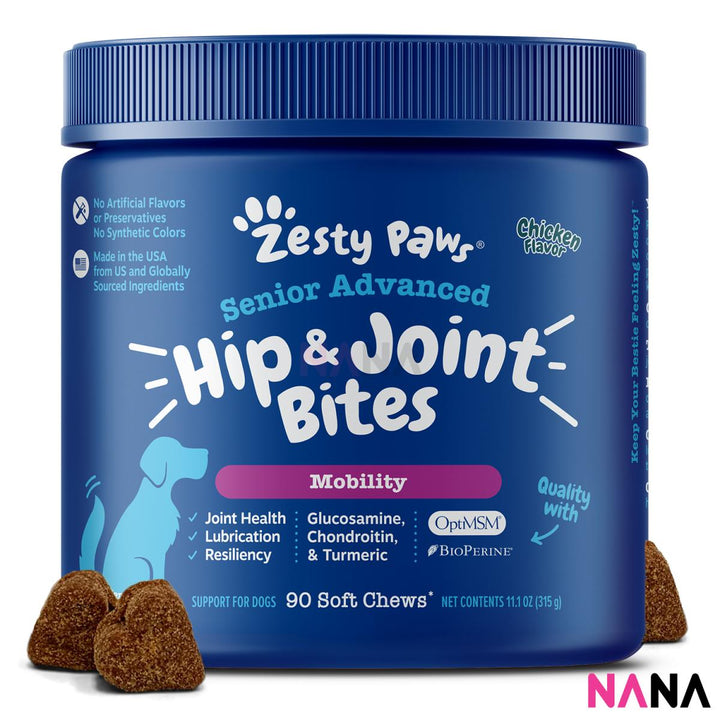 Zesty Paws Premium Quality Cat and Dog Supplements Bites Soft Chews (8 - in - 1 Multifunctional, Senior Dogs Advanced 11 - in - 1, Aller - Immune, Probiotic, Calming, Mobility, Omega, Salmon, Cranberry Bladder, Stay Green, Salmon Oil, Hairball & Calming for Cats) - NANA MALL