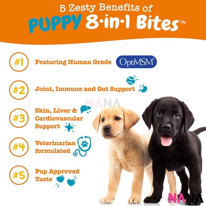 Zesty Paws Puppy 8 - in - 1 Multivitamin Bites Bites - Chicken Flavor 90 Soft Chews (EXP:04 2026) - NANA MALL