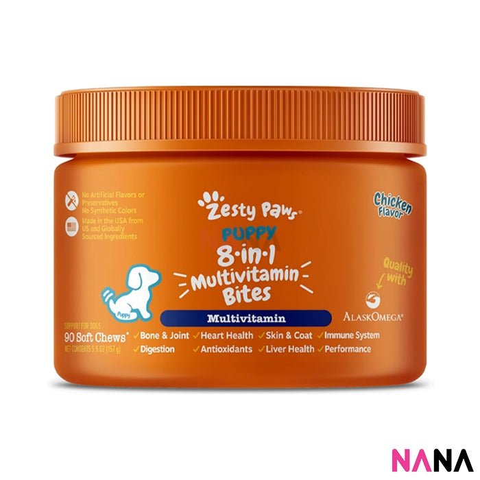 Zesty Paws Puppy 8 - in - 1 Multivitamin Bites Bites - Chicken Flavor 90 Soft Chews (EXP:04 2026) - NANA MALL