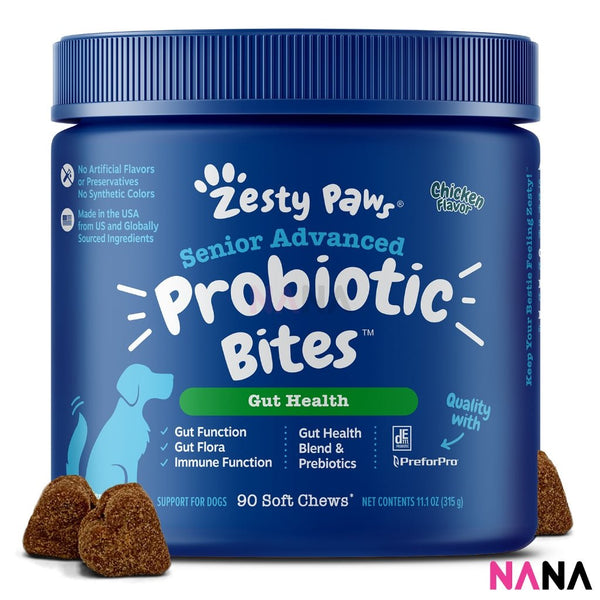 Zesty Paws Senior Advanced Probiotic Bites Chicken Flavor 90 Soft Chews (EXP:08 2026) - NANA MALL