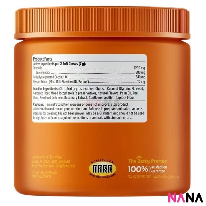 Zesty Paws Turmeric Curcumin Bites - Bacon Flavor 90 Soft Chews (EXP:06 2026) - NANA MALL