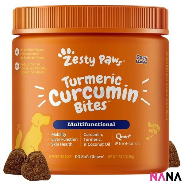 Zesty Paws Turmeric Curcumin Bites - Duck Flavor 90 Soft Chews(EXP:07 2026) - NANA MALL