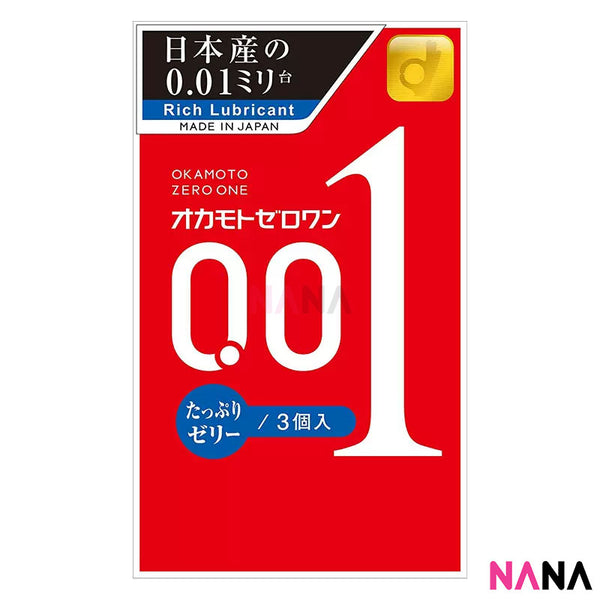 Okamoto 0.01 Zero One Condom 3pcs - Extra Moist (Plenty of Jelly - Blue)