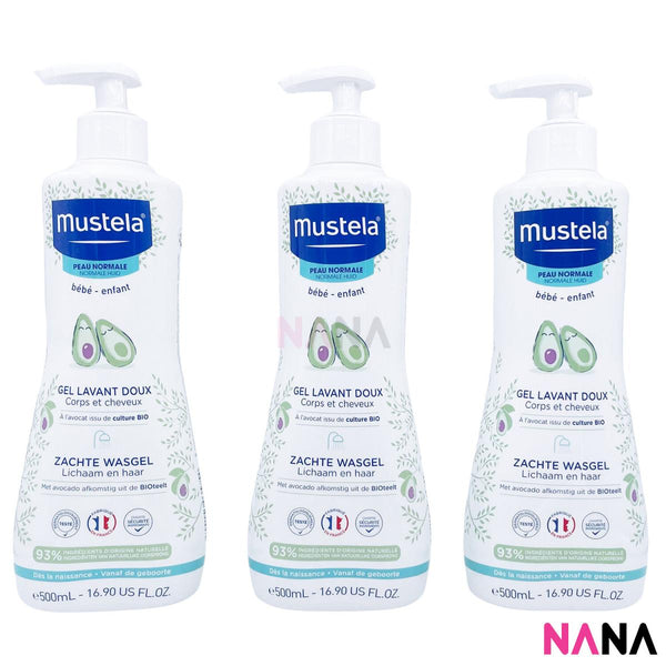 Mustela Gentle Cleansing Gel (Hair and Body Wash) 500ml x 3pcs