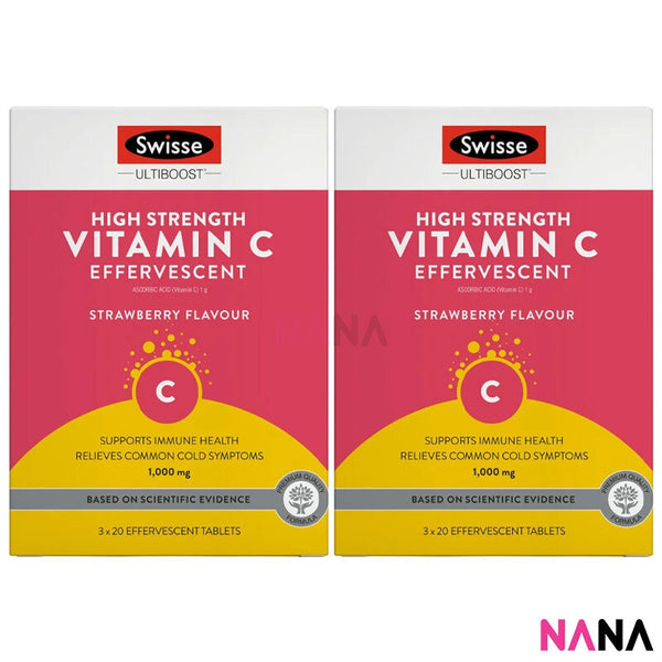 Swisse Ultiboost High Strength Vitamin C 1000mg Effervescent 60 Tablets x2 (EXP:01 2026)