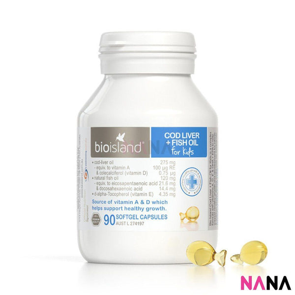Bio Island Cod Liver + Fish Oil Kids 90 Capsules - NANA MALL
