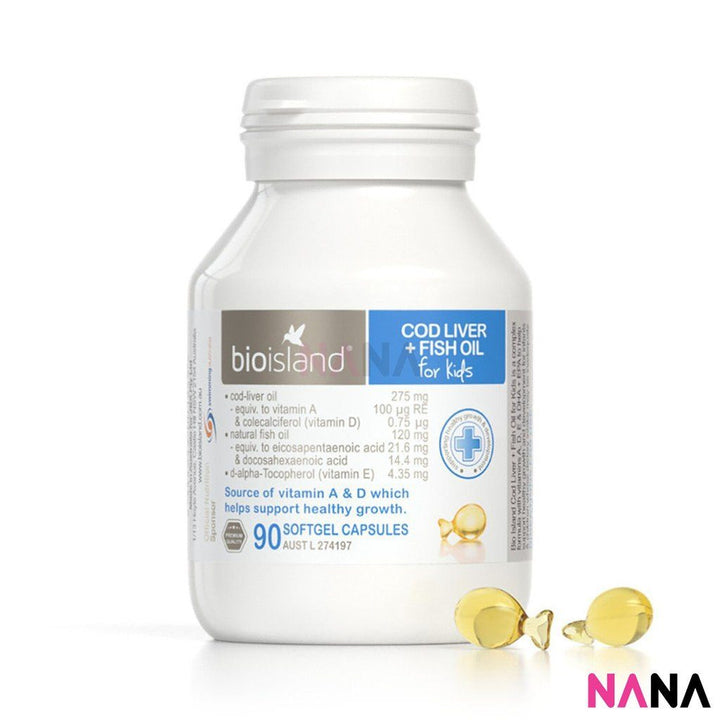 Bio Island Cod Liver + Fish Oil Kids 90 Capsules - NANA MALL