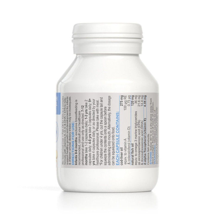 Bio Island Cod Liver + Fish Oil Kids 90 Capsules - NANA MALL