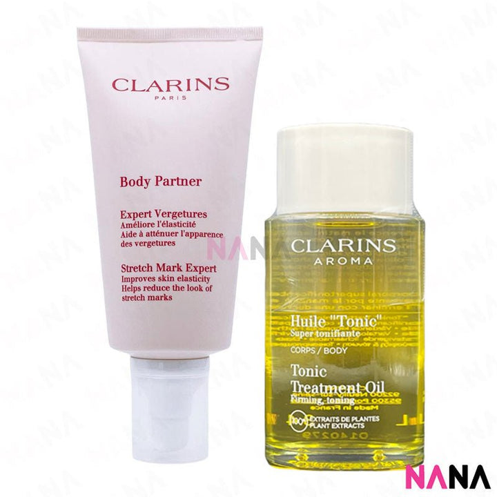 Clarins Pregnancy Set：Huile "Tonic" Body Treatment Oil 100ml + Body Partner Stretch Mark Expert 175ml - NANA MALL