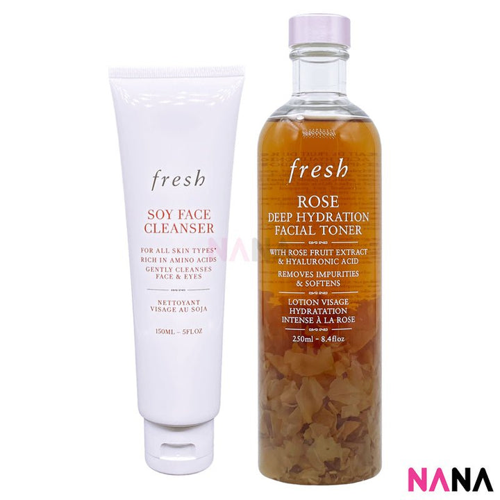 Fresh Best Sellers Set: Rose Deep Hyration Facial Toner 250 ml + Fresh Soy Face Cleanser 150ml (2 items) - NANA MALL
