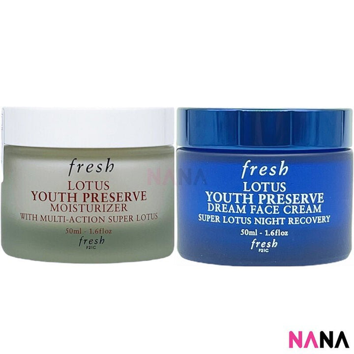 Fresh Lotus Cream Set (Lotus Youth Preserve Moisturizer 50ml + Lotus Youth Preserve Dream Cream 50ml) - NANA MALL