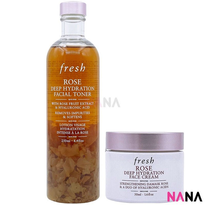 Fresh Rose Deep Hydration Facial Toner 250ml + Rose Deep Hydration Face Cream 50ml - NANA MALL