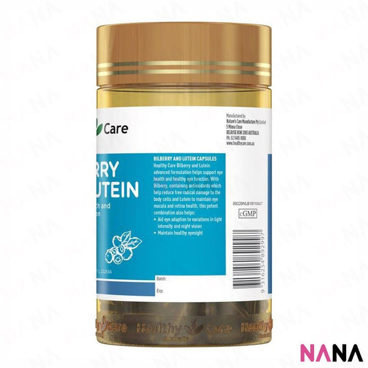 Healthy Care Bilberry and Lutein 120 Capsules - NANA MALL