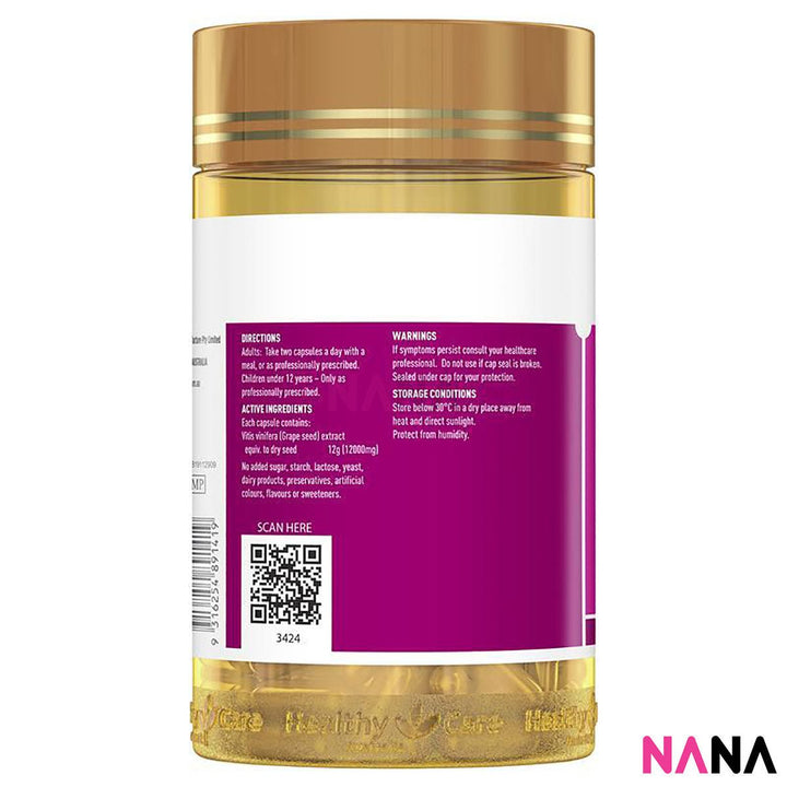 Healthy Care Grape Seed Extract 12000 Gold Jar 300cap - NANA MALL