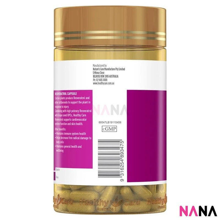 Healthy Care Resveratrol 180 Capsules - NANA MALL