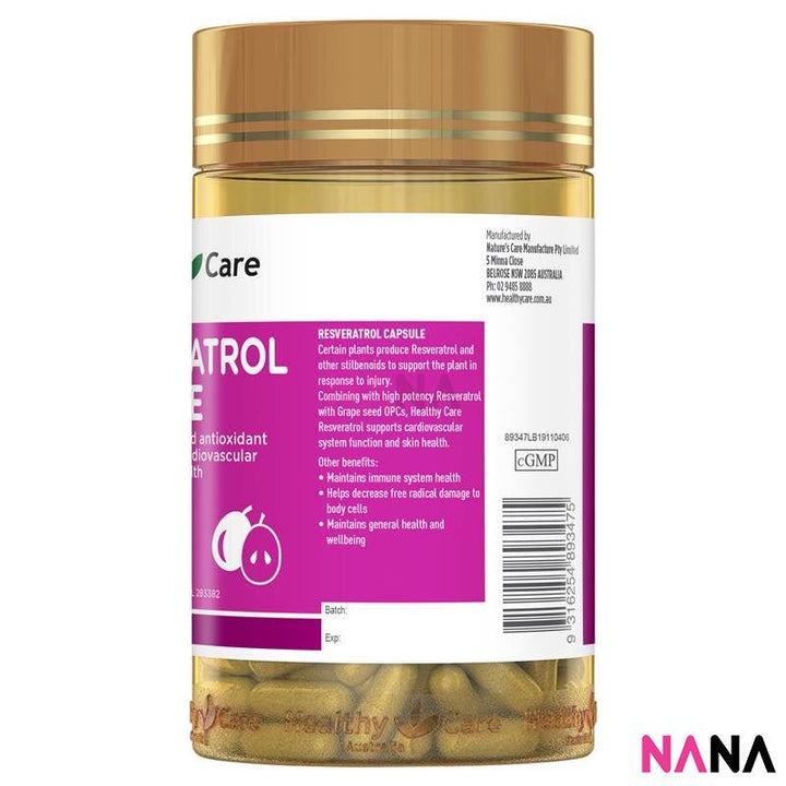 Healthy Care Resveratrol 180 Capsules - NANA MALL