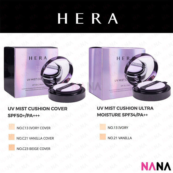 HERA UV Mist Cushion - Ultra Moisture (SPF34) / Cover (SPF50+) [Cushion+Refill] Face HERA 