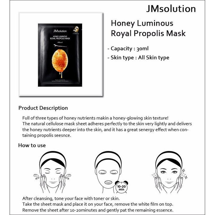 JM Solution Honey Luminous Royal Propolis Mask (10 Sheets) Mask JM Solution 