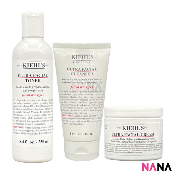 Kiehl's Ultra Facial Cleanser 150ml + Kiehl's Ultra Facial Toner 250ml + Kiehl's Ultra Facial Cream (125ml) - NANA MALL