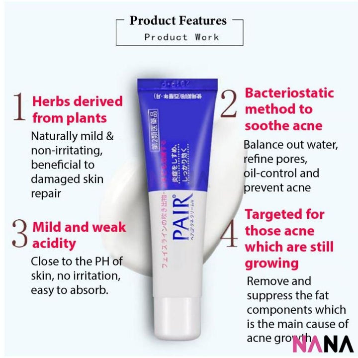 LION (JAPAN) PAIR Acne Cream W 14g Antibacterial Acne Face Cream - NANA MALL