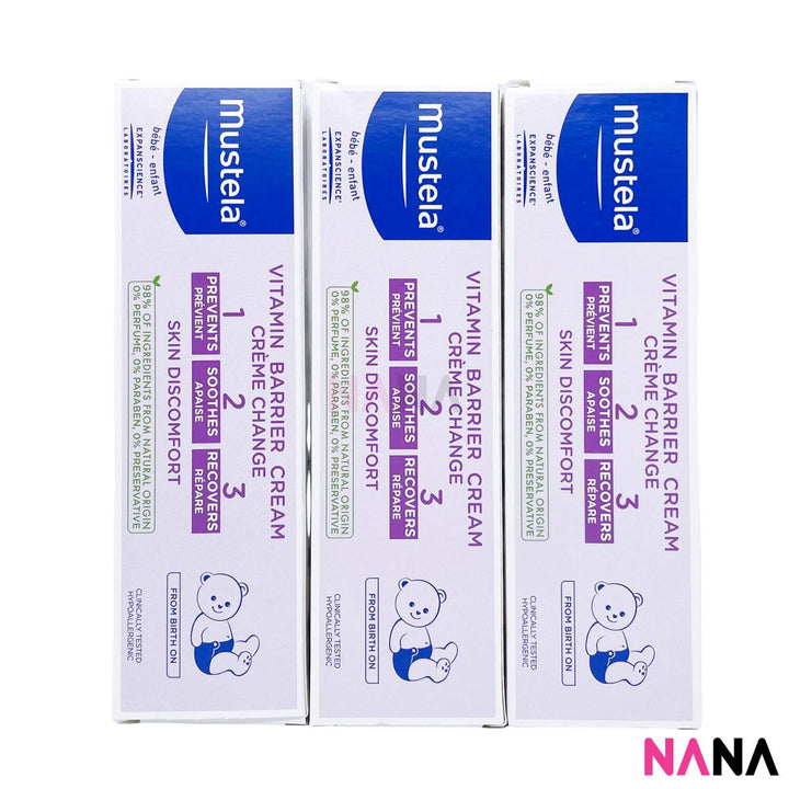 Mustela 1 - 2 - 3 Vitamin Barrier Cream 100ml x 3 - NANA MALL