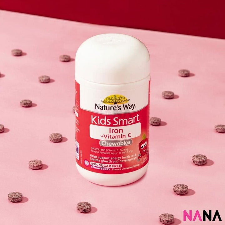 Nature's Way Kids Smart Iron + Vitamin C Chewable Stawberry Flavour 50 Chewable Tablets - NANA MALL