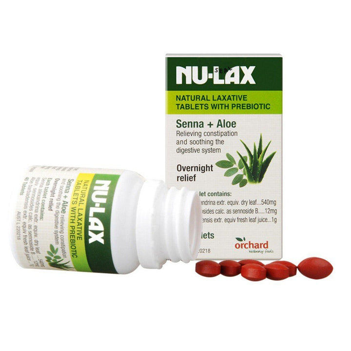 Nu-lax Natural Laxative Tablets With Prebiotic Senna + Aloe 40 Tablets Medicinal Products Nu-lax 