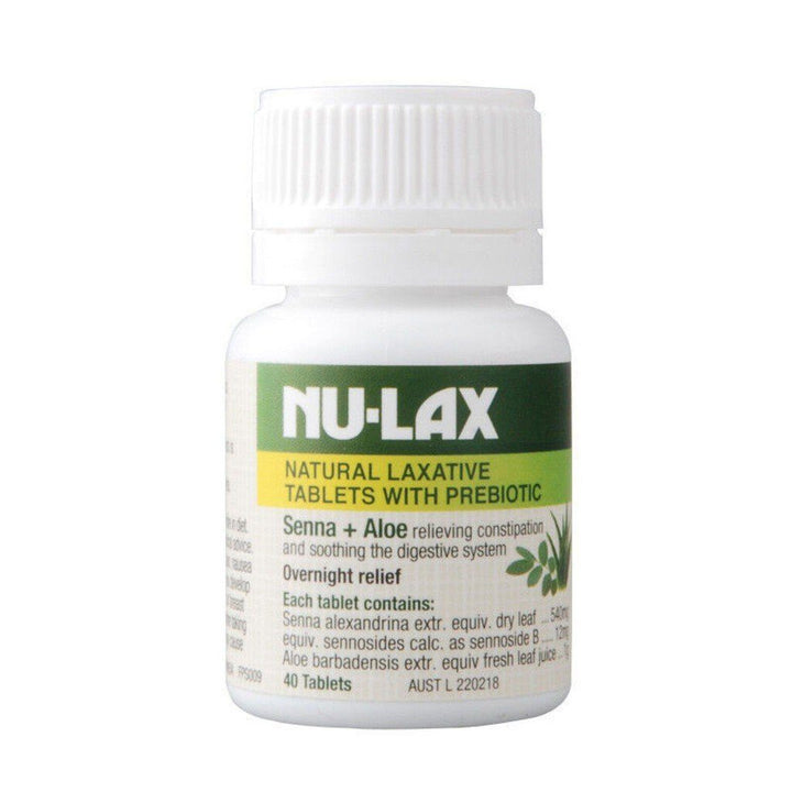 Nu-lax Natural Laxative Tablets With Prebiotic Senna + Aloe 40 Tablets Medicinal Products Nu-lax 