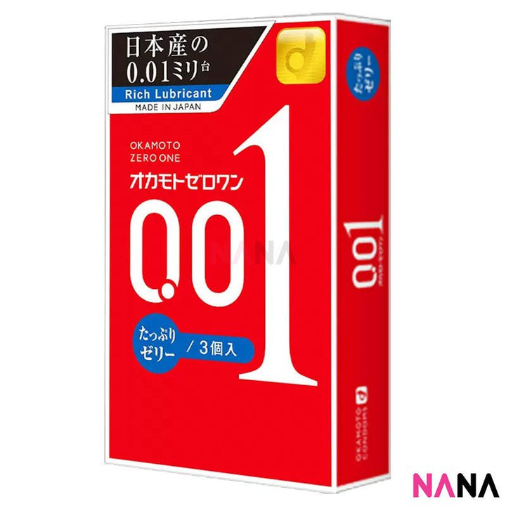 Okamoto 0.01 Zero One Condom 3pcs - Extra Moist (Plenty of Jelly - Blue) - NANA MALL