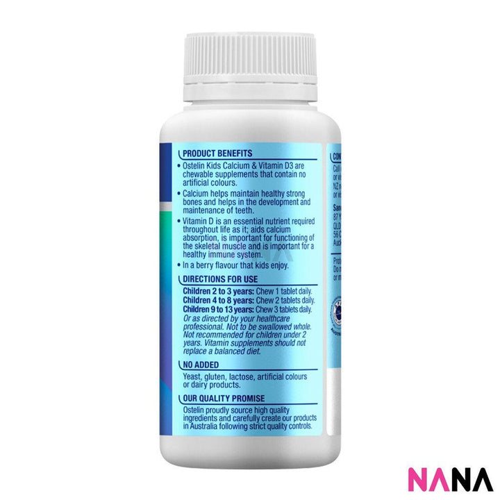 Ostelin Vitamin D & Calcium 90 Chewable Tablets for Kids [New Packaging] - NANA MALL