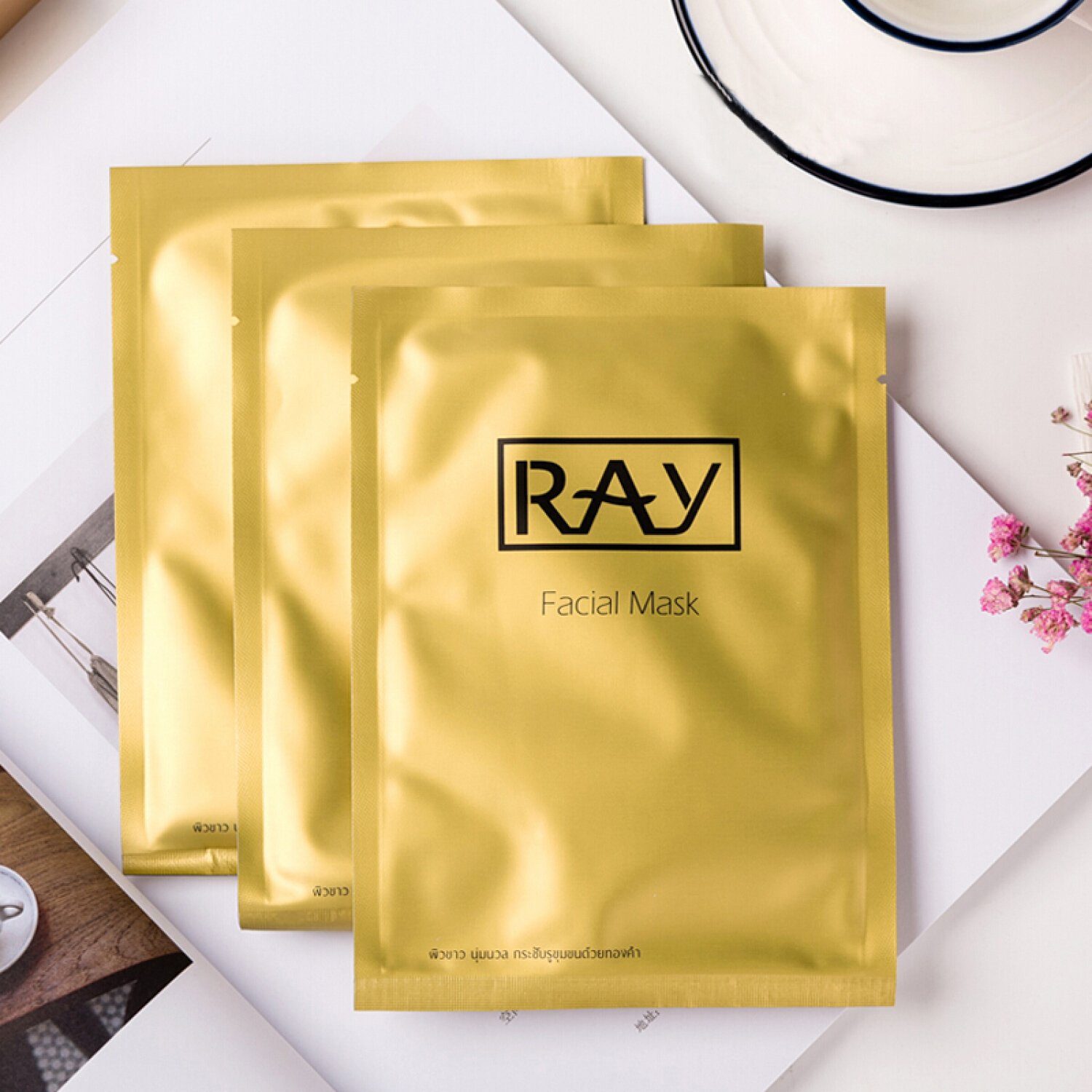 Ray Facial Silk Mask - มาสก์หน้าไหม ทอง (10 แผ่น) – NANA MALL