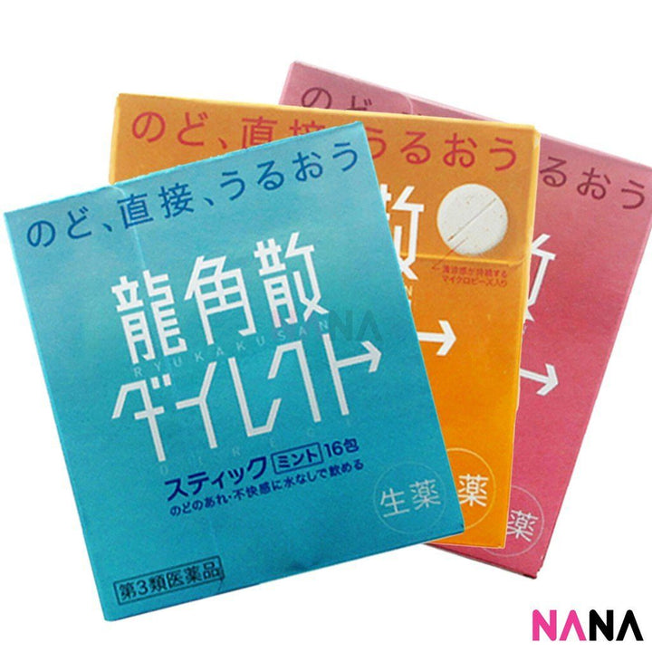 Ryukakusan Sore Throat Direct Stick & Candy Combo (16 x Mint+16xPeach+20x Mango) - NANA MALL