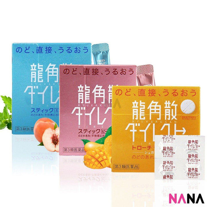 Ryukakusan Sore Throat Direct Stick & Candy Combo (16 x Mint+16xPeach+20x Mango) - NANA MALL