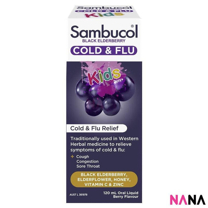 Sambucol Black Elderberry Cold & Flu Kids Liquid - Berry Flavour 120ml - NANA MALL