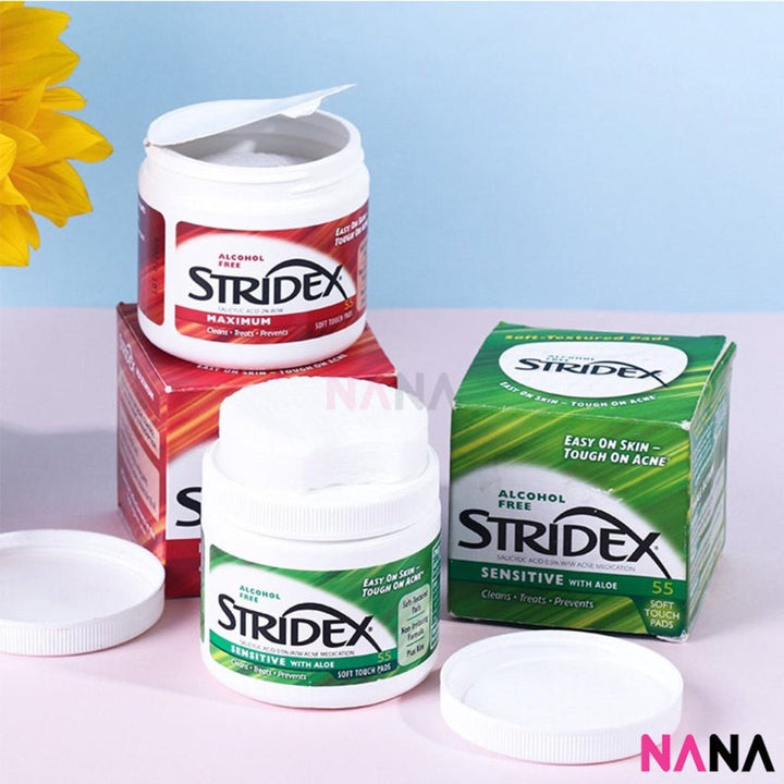 Stridex Single - Step Acne Control Sensitive - Alcohol Free 55 Soft Touch Pads - Green - NANA MALL