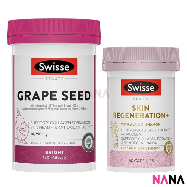 Swisse Ultiboost Beauty Grape Seed 14,250mg 180 Capsules + Swisse Skin Regeneration 60 Caps - NANA MALL