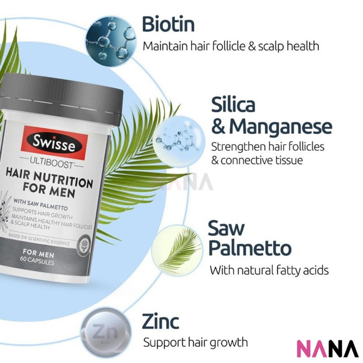 Swisse Ultiboost Hair Nutrition For Men 60 Capsules - NANA MALL