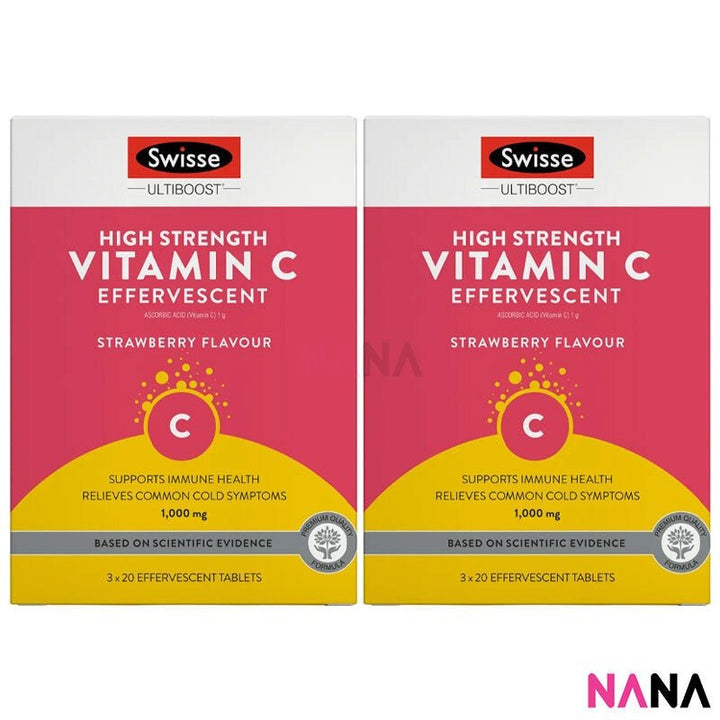 Swisse Ultiboost High Strength Vitamin C 1000mg Effervescent 60 Tablets x2 (EXP:01 2026) - NANA MALL